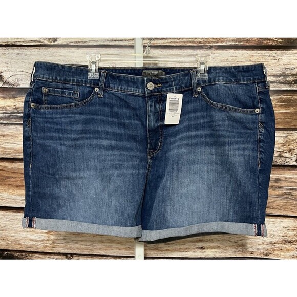 Torrid Womens Plus Size 26 Denim Jean Shorts New Rolled Cuff Stretch Mid Rise - Picture 1 of 11